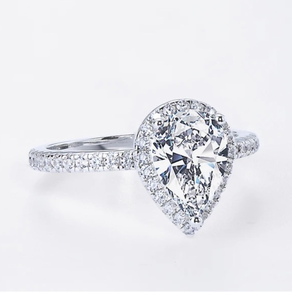 Jewelry - Pear Shape  Simulated Diamond  Ring in Silver Color